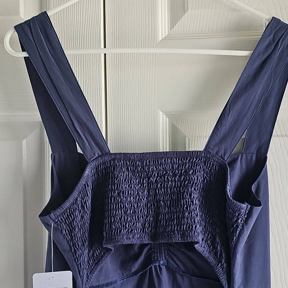 NWT Stitchdrop Bae Shore Sleeveless Midi Dress Flared Smocked Back BLUE Large - Picture 10 of 12